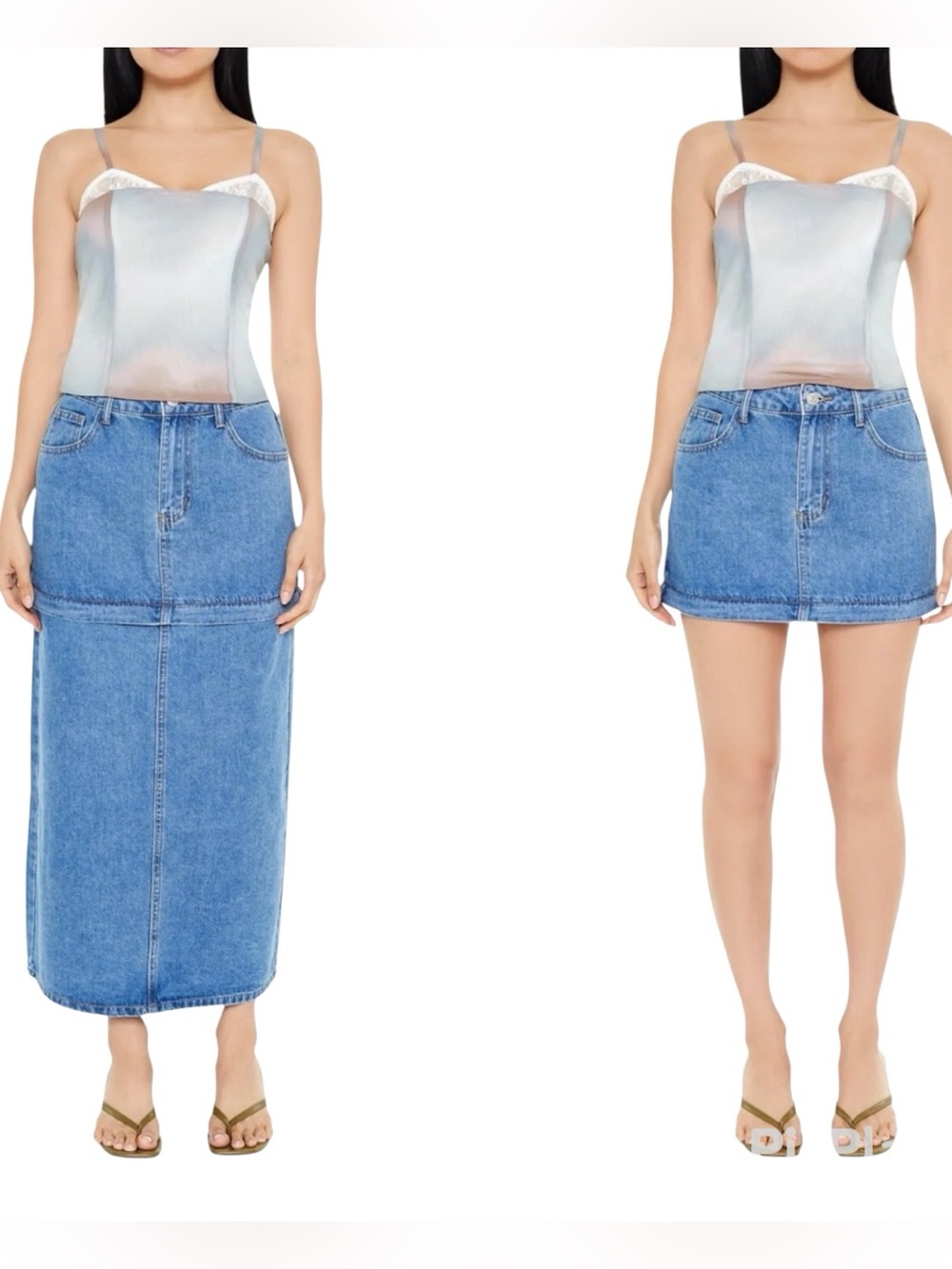 Forever 21 Convertible Denim Maxi Skirt (P) NWT